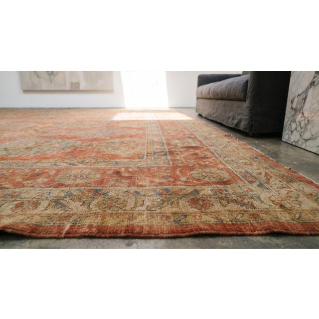 Textile Majestic Rose-Pink Color Traditional Style Antique Turkish Oushak Smyrna Rug For Sale - Image 7 of 9