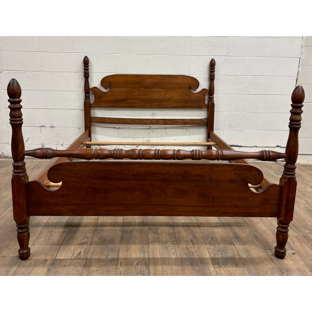 Wood Vintage Full Size Duncan Phyfe Style Traditional Low Poster Bed For Sale - Image 7 of 11
