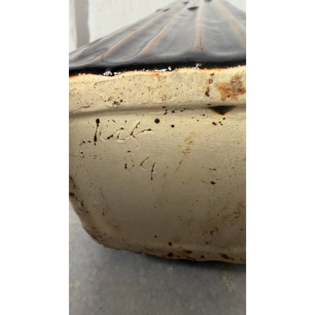 19thC Mid-Century Modern Italian "Tessuto" Slender Ribbed Stoneware Vase — 19" For Sale - Image 12 of 12