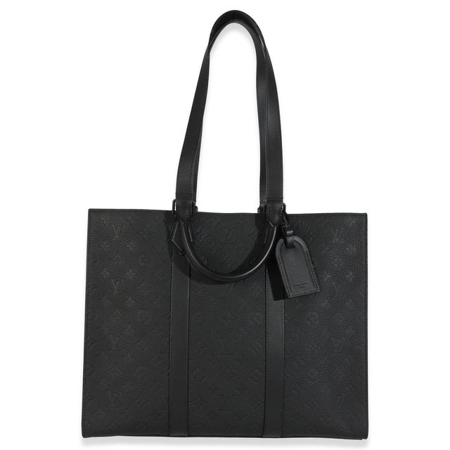 2020s Black Monogram Embossed Taurillon Sac Plat 24H For Sale - Image 5 of 9
