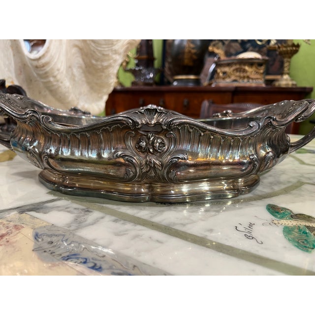 Late 19th Century Victor Saglier (French, 1809-1894) Silvered Bronze Centerpiece or Planter For Sale - Image 5 of 10