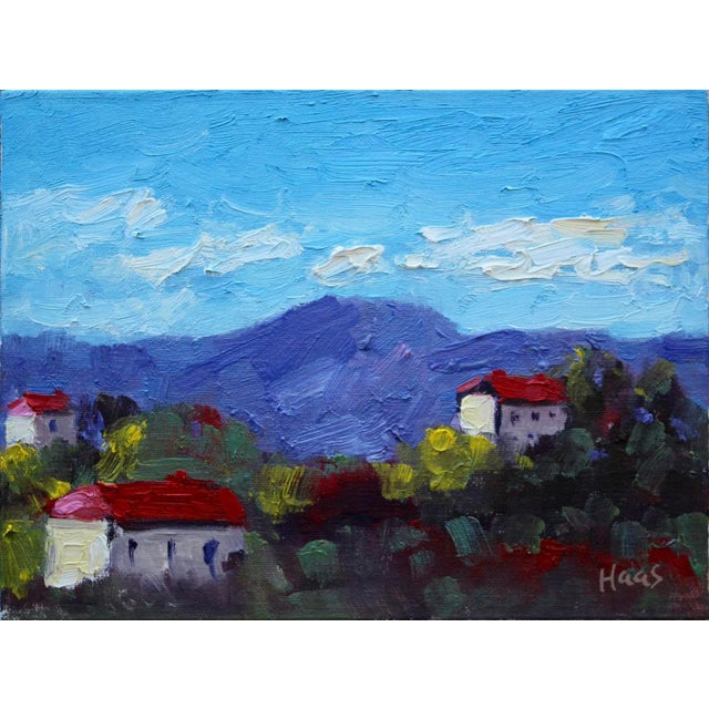 "Red Roofs, Italy" Contemporary Impressionist Italian Landscape Oil Painting For Sale