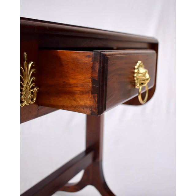 Wood Regency Mahogany Sofa Table With Drop Sides and Brass Castors For Sale - Image 7 of 13