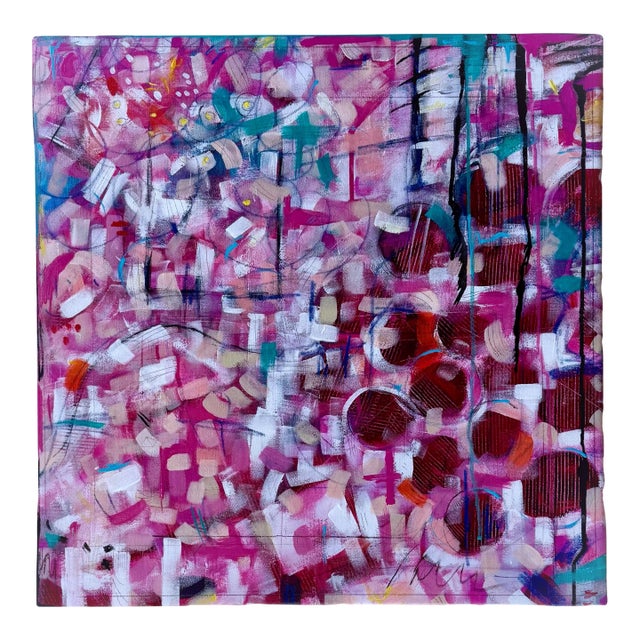 "French Pink" Abstract Acrylic Painting by Paula DeStefanis For Sale