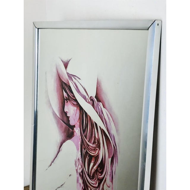 Vintage Art Nouveau Mirror with Lady with Hat For Sale - Image 3 of 6