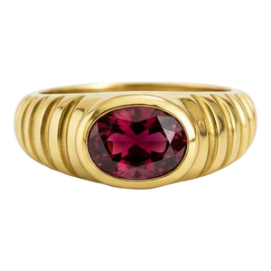 Oval Bezel Garnet Ring for Men Silver, Gold, Size 10