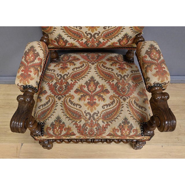 Brown Early 20th Century Louis XIII Oak Armchair For Sale - Image 8 of 18