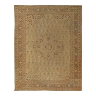 Antique Tabriz Carpet, Hadji Jalili Persian Rug, Earth Tones, Ivory, Terracotta For Sale