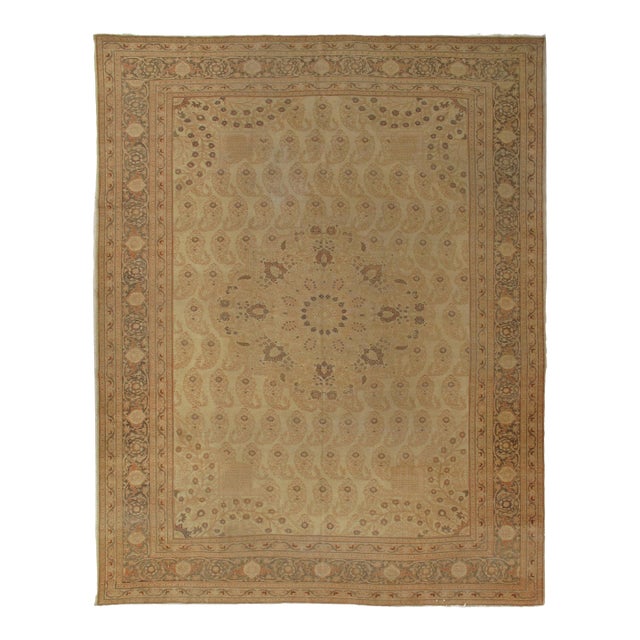 Antique Tabriz Carpet, Hadji Jalili Persian Rug, Earth Tones, Ivory, Terracotta For Sale
