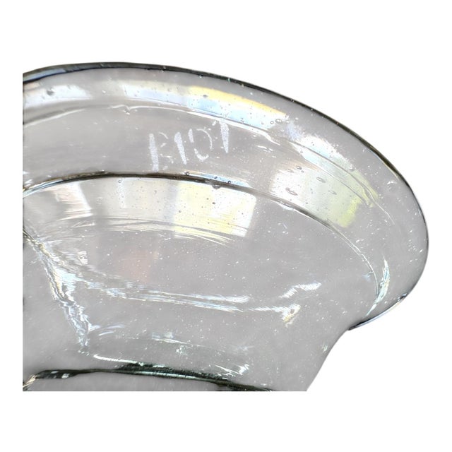 Biot Mid Century French Biot Pale Blue Bubble Glass Hurricane Candle Holder / Photophore For Sale - Image 4 of 8