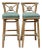 Pair Vintage McGuire Bamboo Barstools W Leather Straps & Brass Footrests For Sale