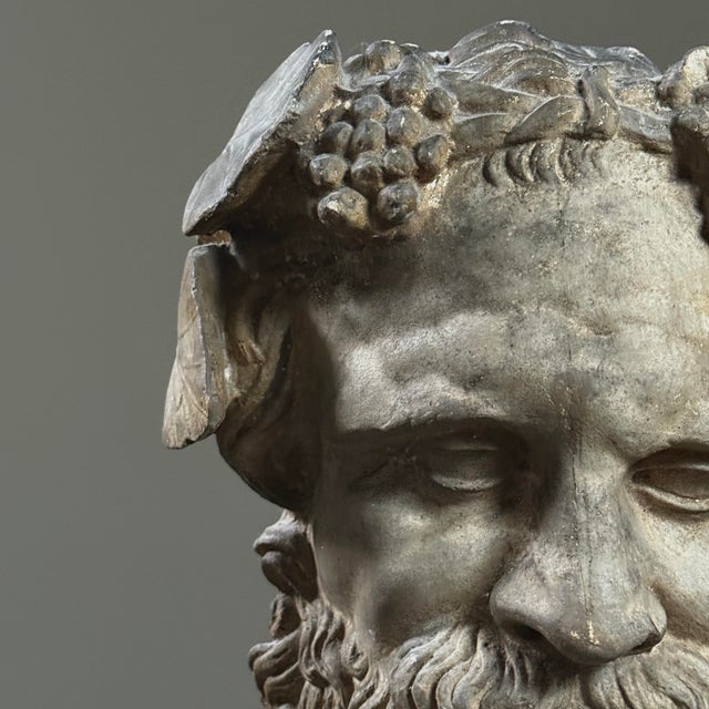 Antique Neoclassical Plaster Portrait Mask of Silenus For Sale - Image 9 of 12