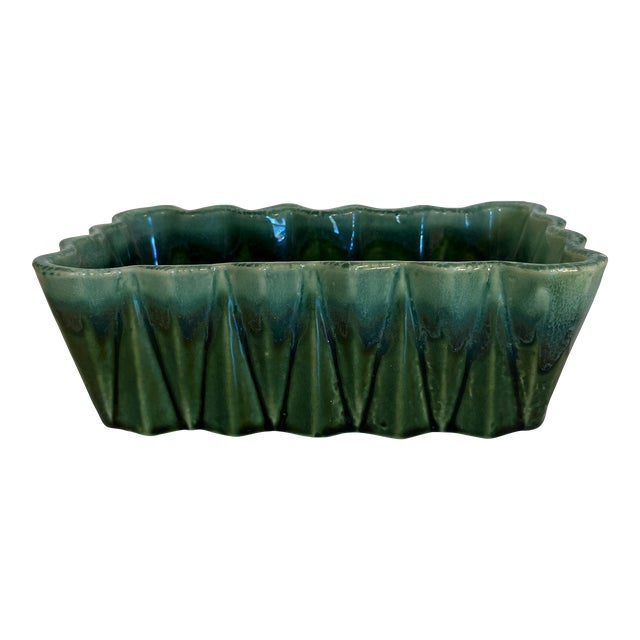 Mid 20th Century Ceramic Green Glaze Planter For Sale