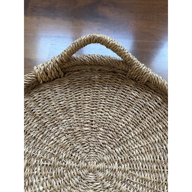 Vintage French 21” Woven Tray With Handles For Sale - Image 10 of 16