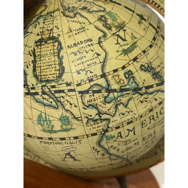Vintage Mid 20th Century Wood and Paper Mache Old World Globe Book Ends- Pair of 2 For Sale - Image 10 of 12