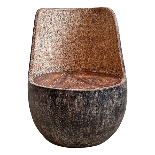 Organic Modern Vintage Wash Coconut Palm Chair For Sale