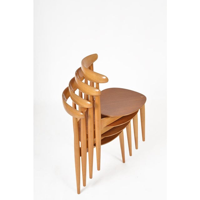 Mid-Century Modern FH4103 Heart Stacking Dining Chairs by Hans Wegner for Fritz Hansen, Denmark, 1953, Set of 4 For Sale - Image 3 of 18