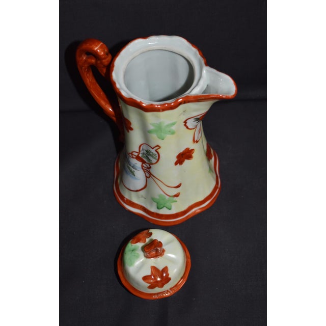 Antique Porcelain Chocolate Pot Japanese Kutani Geisha Girl Hand Painted 1920s For Sale - Image 10 of 12