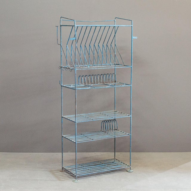 Metal Late 20th Century Vintage Blue Painted Purpose Built Store Rack / Shelving For Sale - Image 7 of 12
