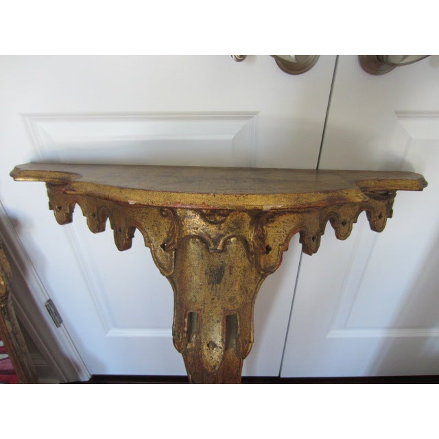 Gilded Italian Hall Mirror With Shelf For Sale - Image 4 of 7