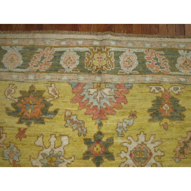 Mid 20th Century Vintage Yellow Turkish Oushak - 5'10" x 7'10" For Sale - Image 5 of 9