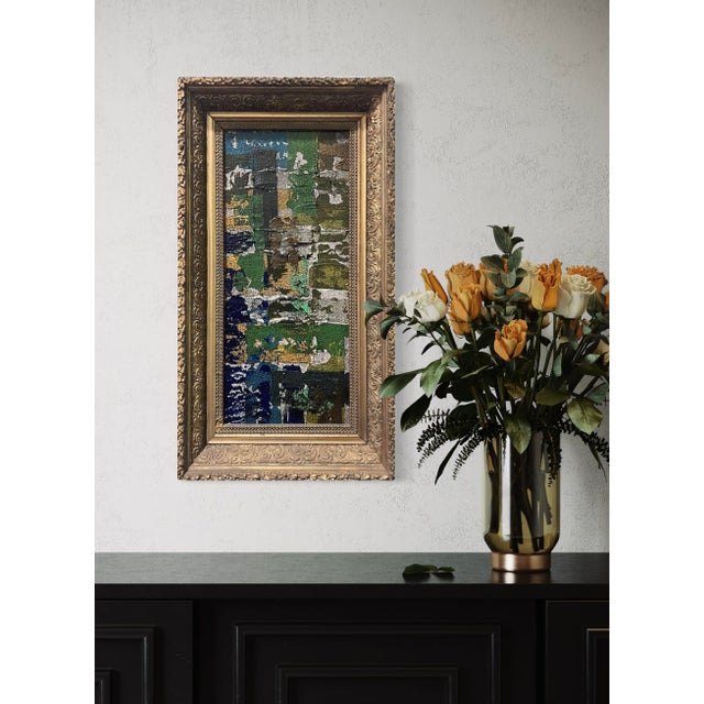 This original mixed-media abstract painting by J. Kent Martin is inspired by aerial views of farmland and the ordered...