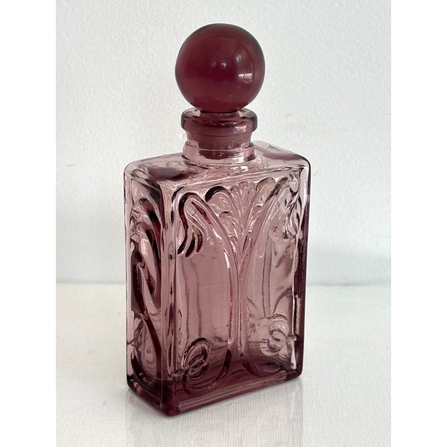 Contemporary Late 20th Century Art Nouveau Mauve Glass Perfume Jar For Sale - Image 3 of 5