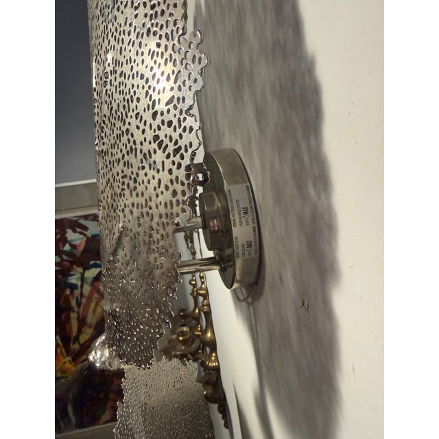 Metal Silver Sea Foam Coastal Electric Sconces - a Pair For Sale - Image 7 of 8