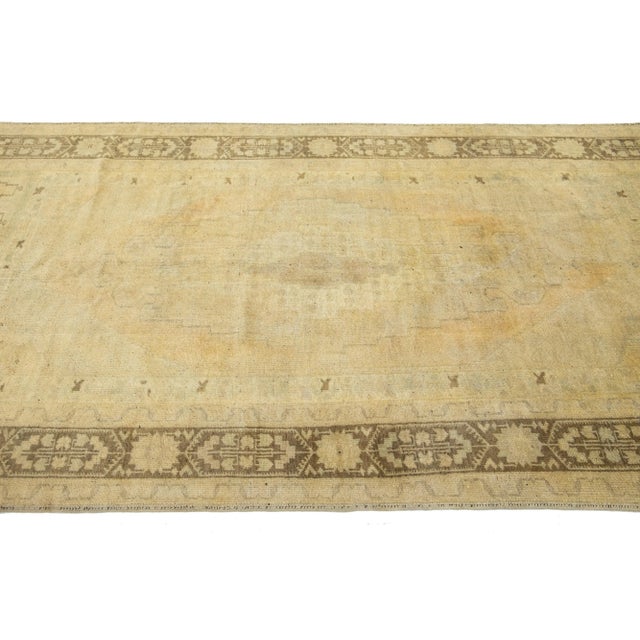 Beige Antique Turkish Khotan Wool Rug Handmade With Center Motif For Sale In New York - Image 6 of 10