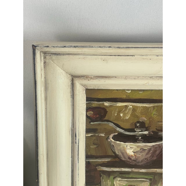 Signed 1989 Oil Still Life of Coffee Grinder & Copper Kettle For Sale - Image 10 of 11