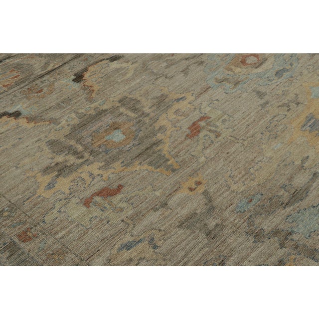 Rug & Kilim’s Oversized Oushak Style Rug in Blue and Beige-Brown With Florals For Sale In New York - Image 6 of 11