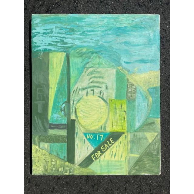 Blues and Greens Abstract Painting For Sale - Image 4 of 4