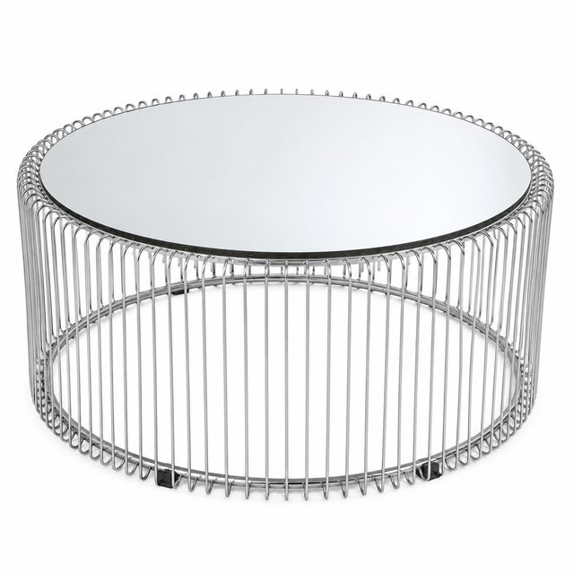 Metal Round Coffee Table with Mirrored Top, 1990s For Sale - Image 7 of 7