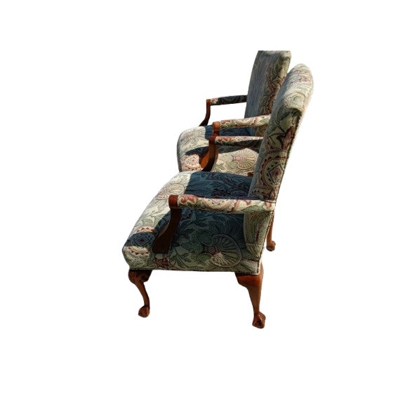 Pair of 1870 Chippendale Needlepoint Tapestry Chairs For Sale - Image 4 of 8