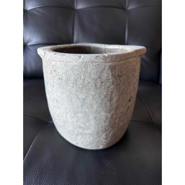 Contemporary Hand-Carved Stone Vessel: Primitive Organic Form For Sale - Image 3 of 5
