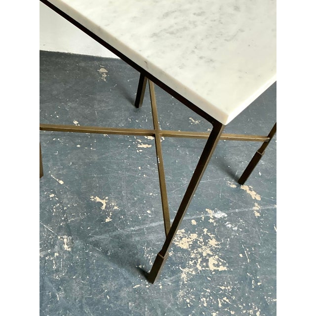 Vintage Boho Mecox Stone Top Side Table For Sale - Image 4 of 12