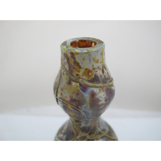 Attributed to Josef Knizek Boudnik Pandora Art Glass 6 1/4" Bohemian Bottle Vase For Sale - Image 4 of 7