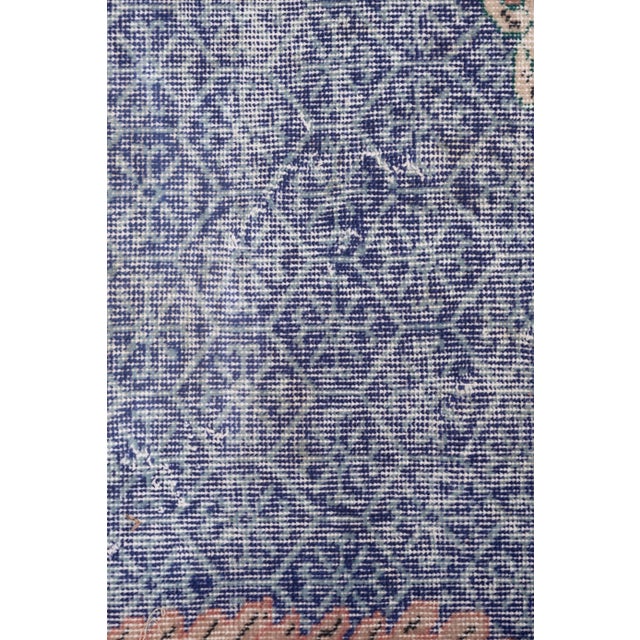 Distressed Blue Turkish Oushak Rug 6'4" X 9' 12" For Sale - Image 10 of 13