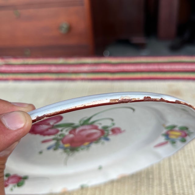 Antique 19th Century French Faience Floral Tin Glazed Earthenware Plate For Sale - Image 9 of 12