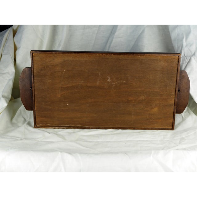 Cinnamon 1920s French Art Deco Basque Jupiberry Hanging Tray With Country Mountain Landscape, Elderly Couple With Beret and Pie For Sale - Image 8 of 12