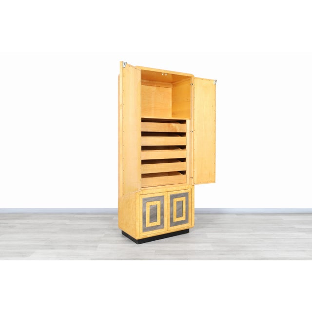 Wood 1970s Vintage Burl Wood and Mirrored Armoire by Romweber For Sale - Image 7 of 13