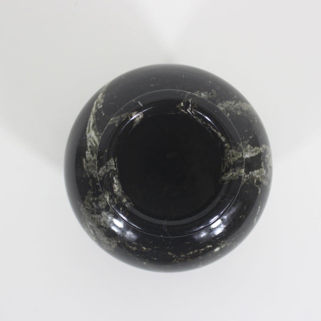 Mid 20th Century Vintage Black Marble Stone Vase With Veining For Sale - Image 5 of 9