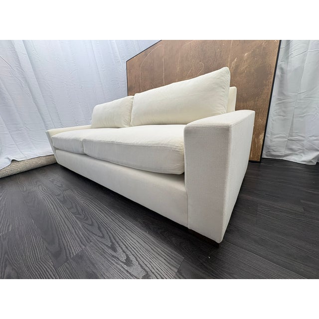 Linen Rh Restoration Hardware Maxwell 2-Cushion Sofa 8' | Classic 40" Depth | Down-Feather | Performance Linen Weave – Natural For Sale - Image 8 of 18