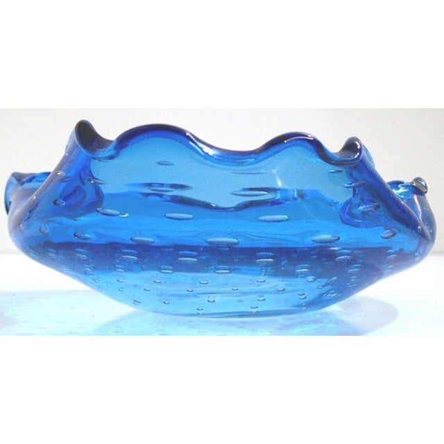 1960s Murano Blue Three Sided Bowl For Sale - Image 5 of 6