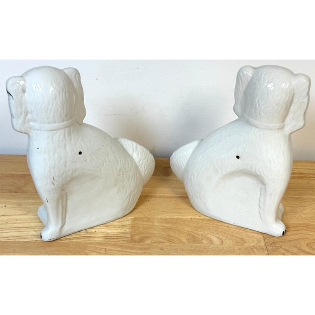 Large Pair Victorian Staffordshire Spaniel Dogs with Amber Glass Eyes, 1860s For Sale - Image 10 of 14