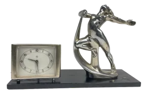 Liberty Clock with Metal Sculpture, 1920s