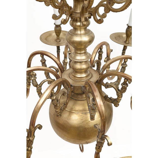 Dutch Brass 8-Light Chandelier For Sale - Image 4 of 11