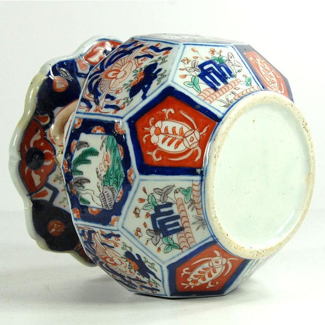 Blue Oktagonal Imari Handpainted Japan Vase, 1890s For Sale - Image 8 of 13