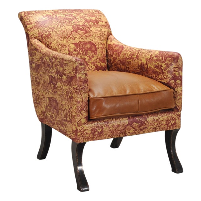 Rose Tarlow Regency Sabreleg Arm Chair With Safari Fabric For Sale
