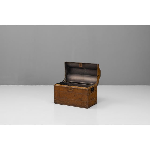 Antique Tin Trunk, 1900 For Sale - Image 3 of 9